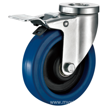 Blue elastic rubber caster trolley wheel